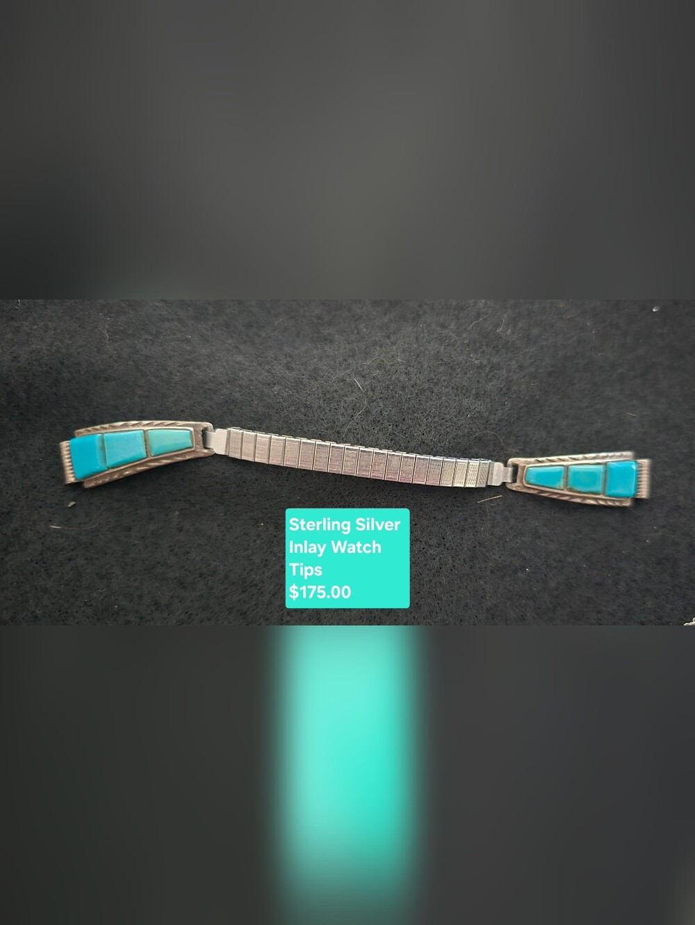 Sterling Silver Inlay Watch Band Tips - Silver